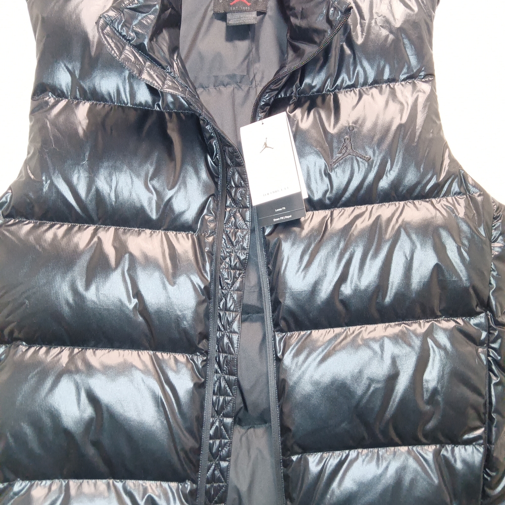 Jordan Black Puffer Vest designer feather